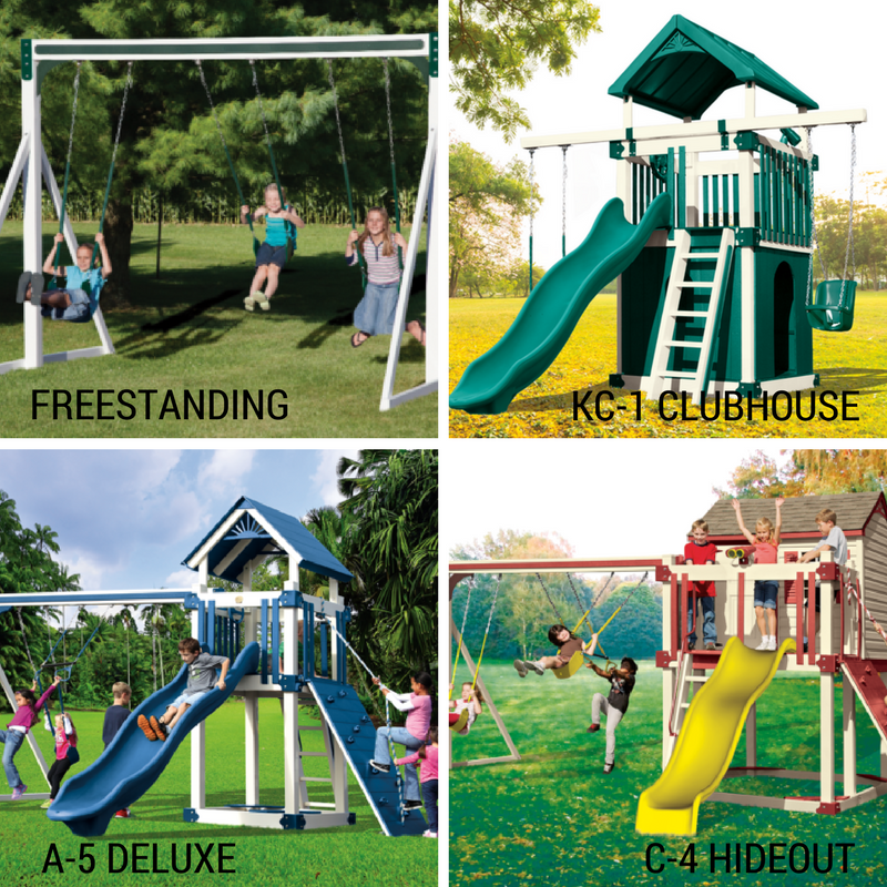 collage of the best outdoor playsets for toddlers