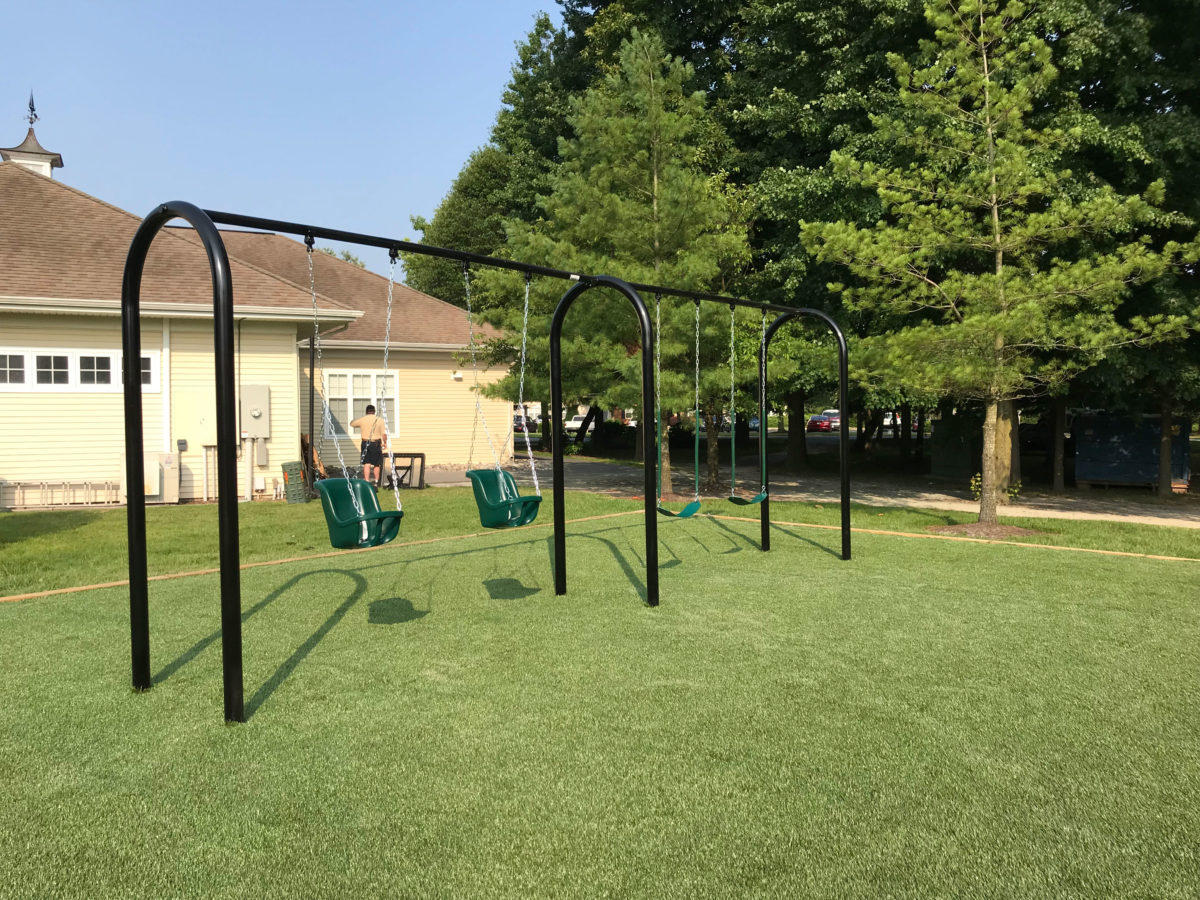 Swing set with baby swing add-on