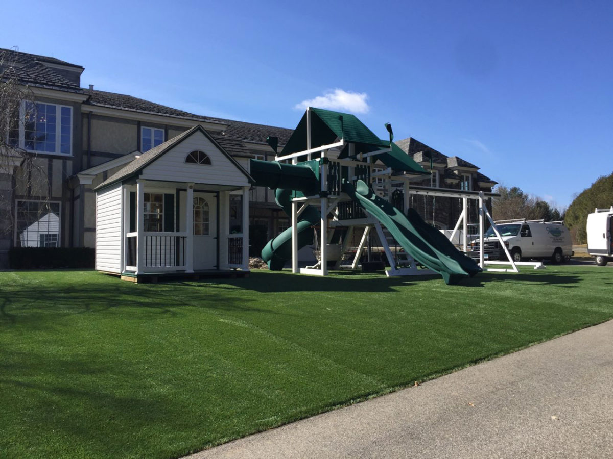 residential playset with playhouse