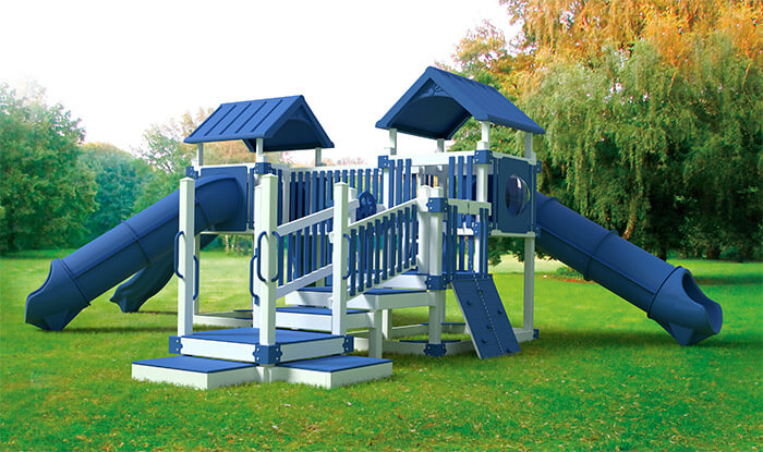 commercial playset with transfer platforms