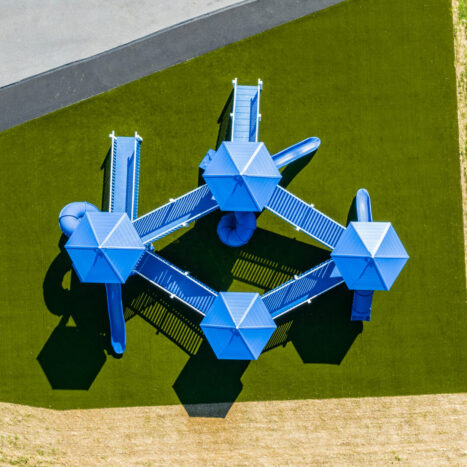 birds eye view of commercial playset from swing kingdom