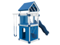 white and blue basecamp 55 clubhouse vinyl playset back right view