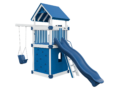 white and blue basecamp 55 clubhouse vinyl playset front left view