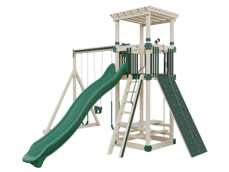 almond and green basecamp 55 stargazer vinyl playset front right view