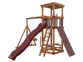 chestnut wood and red basecamp 55 stargazer vinyl playset front right view
