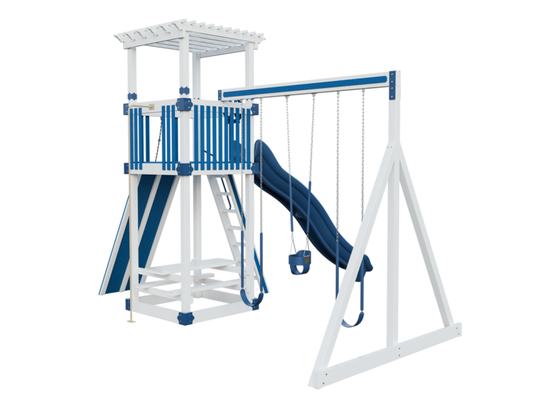 white and blue basecamp 55 stargazer vinyl playset back right view