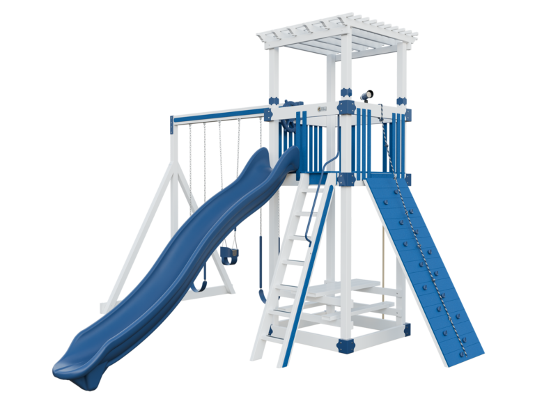white and blue basecamp 55 stargazer vinyl playset front right view