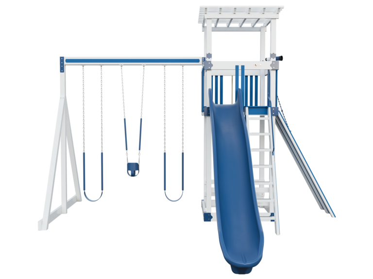 white and blue basecamp 55 stargazer vinyl playset front view